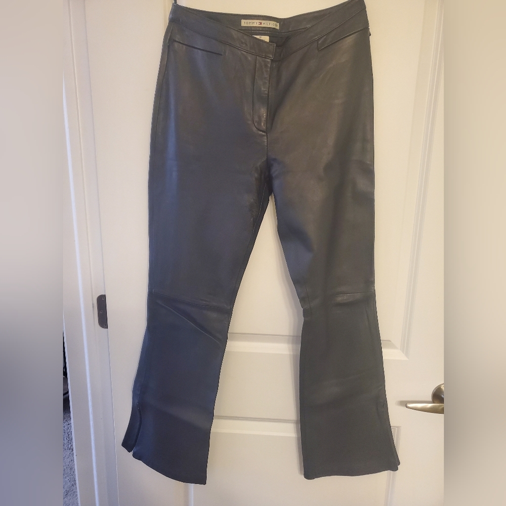 Vintage 90s Tommy Hilfiger Black Leather Pants